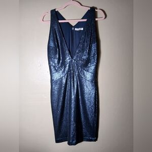 Halston Heritage Elegant Evening Blue Sequin Sleeveless Dress/gown. Size. 8